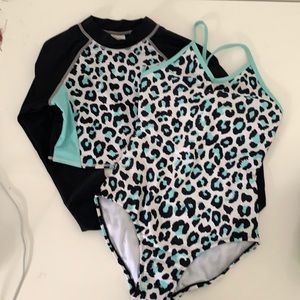 Adorable swimsuit two piece with rash guard